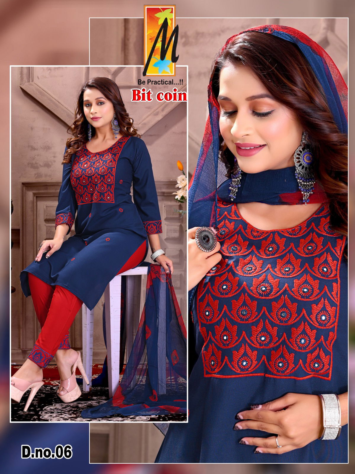 Master Bit Coin Embroidery Readymade Suits Catalog 
